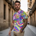 thumbnail image 3 of Aplkyhs Hippie Floral Matching Couple Golf Shirts Quarter Zip Mens Hawaiian Shirt Lapel Design Breathable Fabric Soft and Comfortable Polyester Shirts for Men for Casual Wear, 3 of 6