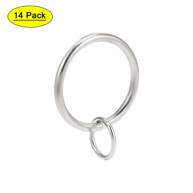 Anillos de cortina de metal Uxcell de 32mm de diámetro interior tono plata 14 paquetes
