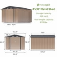 thumbnail image 6 of Patiowell 8' x 10' Outdoor Metal Storage Shed with Double Lockable Doors, for Backyard Garden Patio Lawn, Brown, 6 of 7