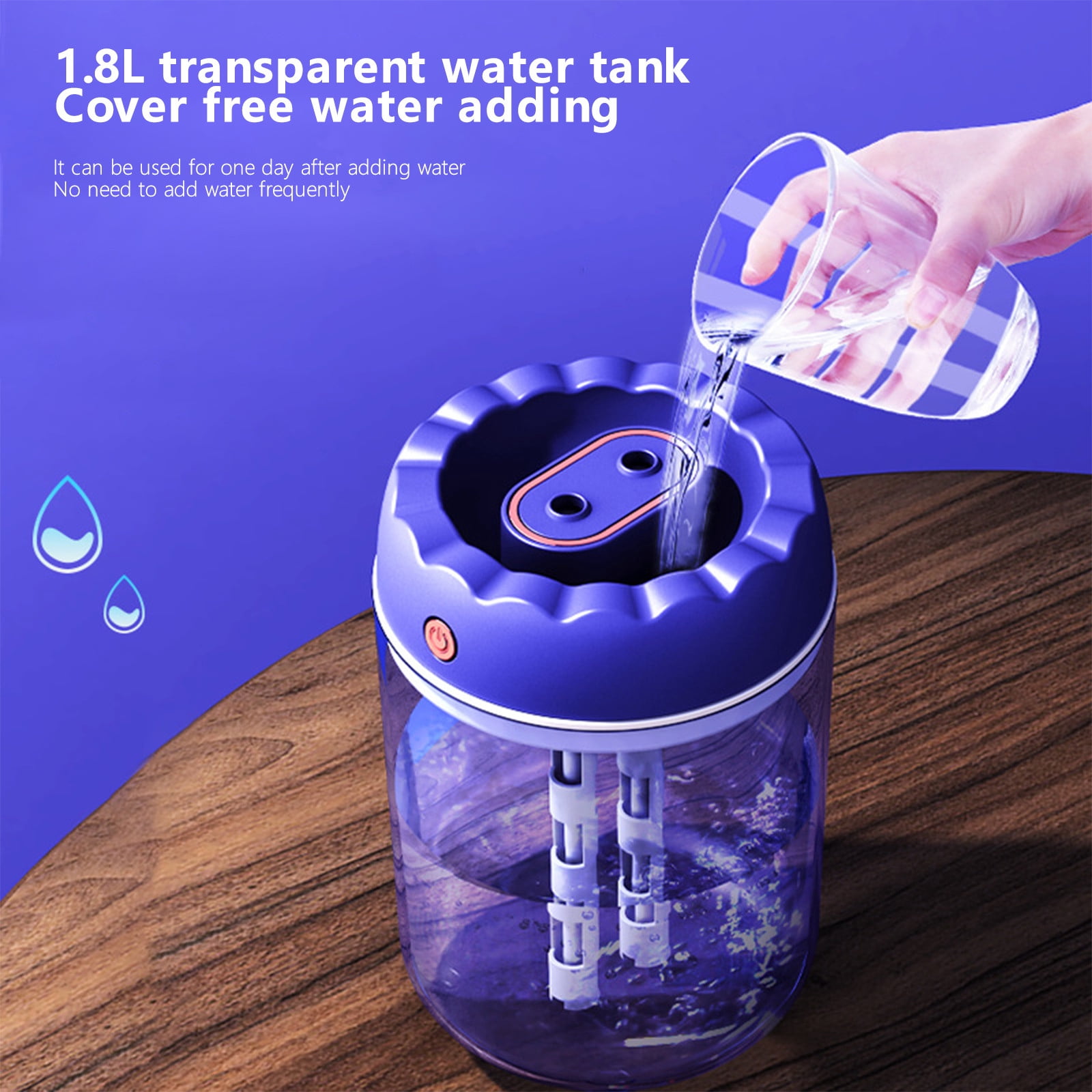 Humidifier Large Room,1.8L Large Capacity Desktop Double Spray Cold Mist Humidifier with Night Light,for Baby Nursery and Plant