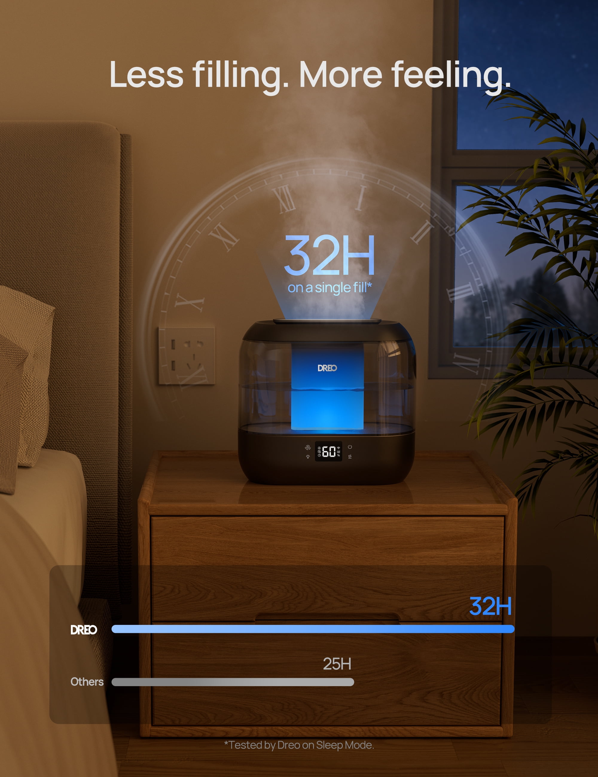 DREO Cool Mist Humidifier 1.06 Gallon with 36 Hour Runtime Top-Fill Quiet Operation for Home Nursery and Plants