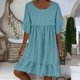 thumbnail image 2 of Vestido de Manga Corta para las Mujeres, Suelto Cuello Redondo Suéter Impresión Vestido de Moda Hecho de Poliéster Ligero para el Verano, Vestido de Verano para las Mujeres, 2 of 5