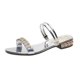thumbnail image 1 of Large Sandals Women's Middle Heel Rhinestone Casual Slippers Silver Color, 1 of 5