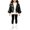 Black, variant on Girls Moto Cropped Jacket Zip Up Belt Waist Lapel Pu Leather Jacket Kids Fashion Windproof Rainproof Biker Coats