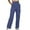 Blue, variant on Women Casual Daily Elastic Waist Side Pockets Cargo Pants Outdoor Workout Trousers Beige,S