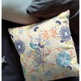 thumbnail image 3 of 16" X 16" Off White And Orange Broadcloth Floral Throw Pillow, 3 of 5