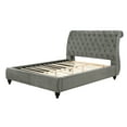 thumbnail image 4 of Roundhill Furniture Cerderia Velvet Upholstered Button Tufted Nailhead Trim Sleigh Bed, Queen, Gray, 4 of 5
