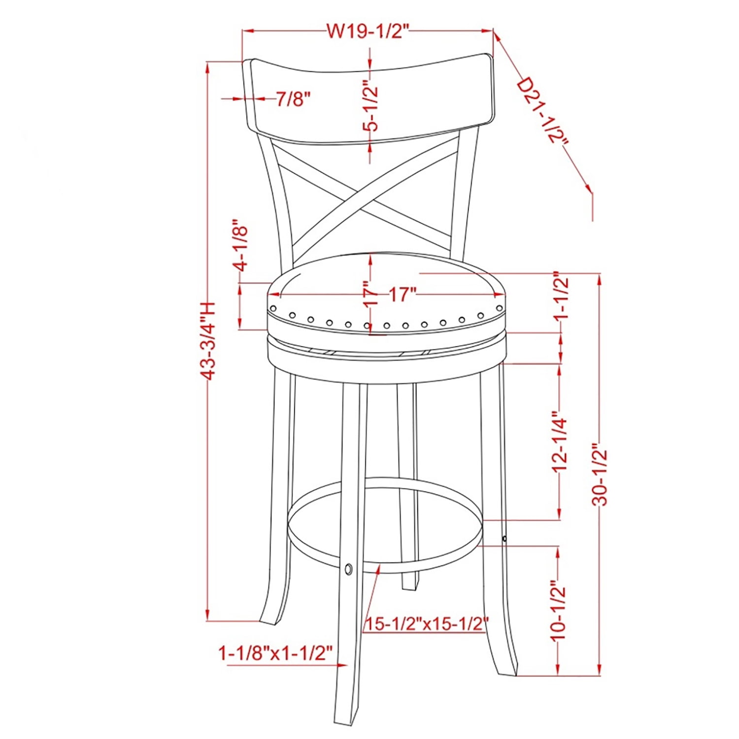 Furniture of America Zaren Wood Swivel Barstool-Set of 2, Oak, 29-in