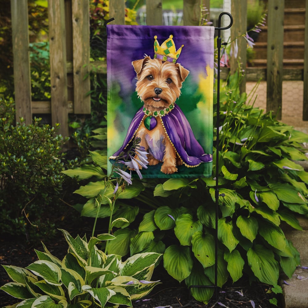 Norfolk Terrier King of Mardi Gras Garden Flag 11.25 in x 15.5 in