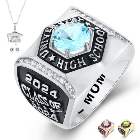 Bhavani Gems CLASS RING Customized Men's High School and College Class Ring Fully Personalized School Jewelry