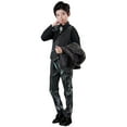 thumbnail image 1 of WEIYLL Tenues pour Garçons Ensembles Smoking Ajusté Formel Mariage Fête Révélation Brillant Ensemble 4 Pcs Pantalon Veste Vert Armée 4-5 Ans, 1 of 4