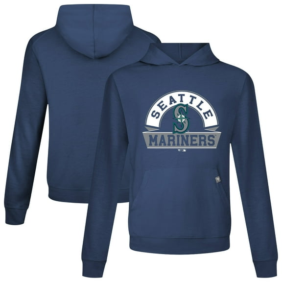 Men's Levelwear Navy Seattle Mariners Relay Banner Arch Pullover Hoodie