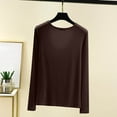 thumbnail image 3 of Posijego M-5XL Women's Pajama Tops Plus Size T-Shirts Crew Neck Long Sleeve Plain Basic Tee Sleep Shirts, 3 of 6