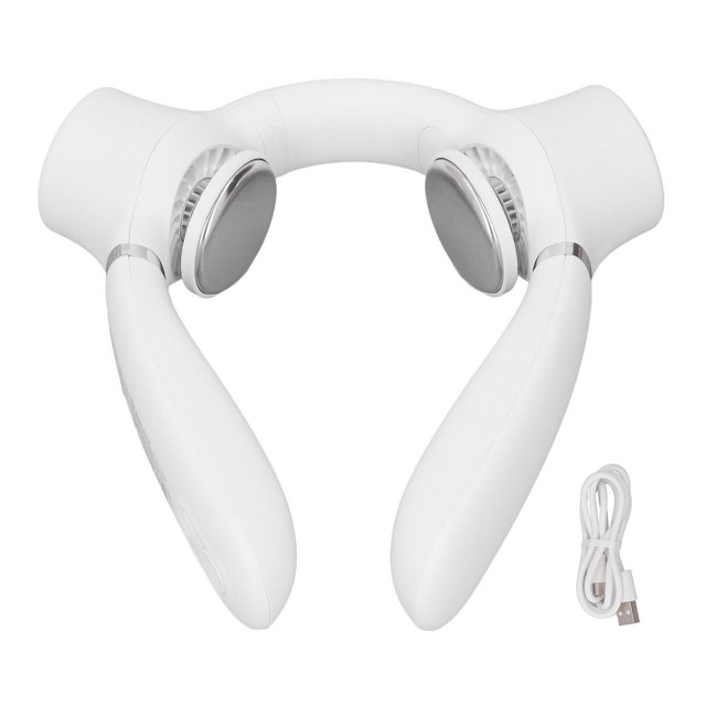 Ventilador de cuello portátil manos libres ajustable usable con pilas ventilador de refrigeración de cuello recargable USB para deportes al aire libre blanco
