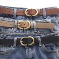 thumbnail image 2 of Women'S Belt Trend Gold Oval Buckle Belt Casual Versatile Belt Pu Belt Cheap Belt Pair with Jeans, Gift for Mother or Girlfriend (WHITE,105cm), 2 of 7
