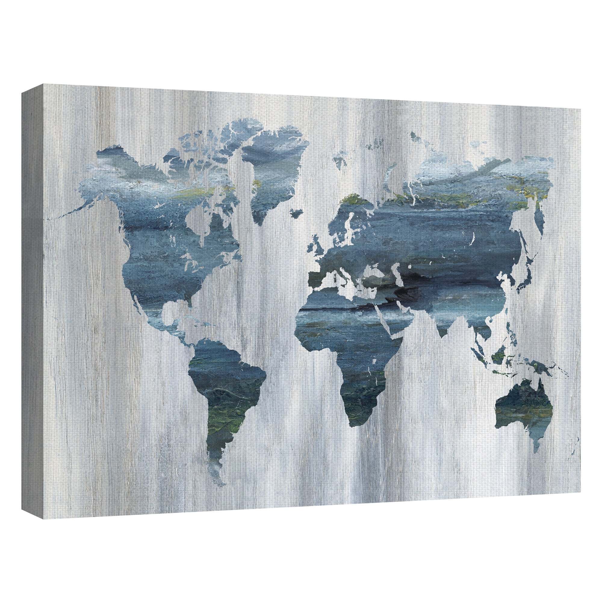 Masterpiece Art Gallery Textural World Map Blue by Nan Canvas Art Print 30" x 40"