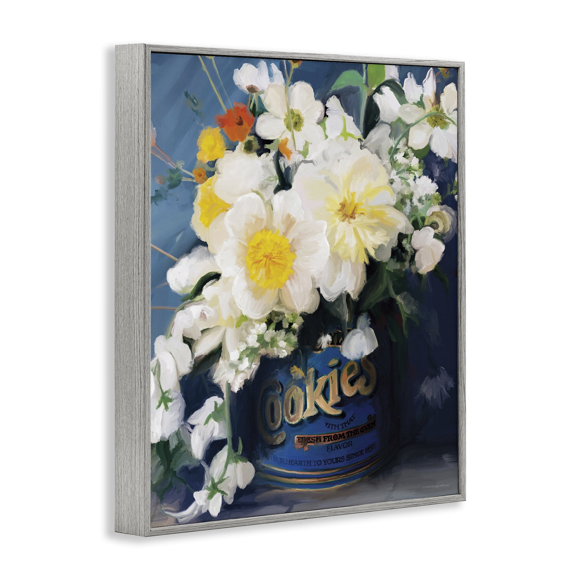 Stupell Industries Bouquet in Vintage Jar Botanical & Floral Painting Gray Framed Art Print Wall Art, 16 x 20