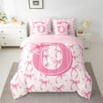 thumbnail image 2 of Castle Fairy Personalized Initial Girl 7 Pieces Bedding Comforter Set,Pink White Full Bedding Set Lightweight,Cartoon Bowknot Fitted Sheet Flat Sheet,Luxury Bedroom Decor, 2 of 8