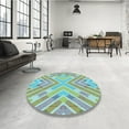 thumbnail image 4 of Ahgly Company Machine Washable Indoor Round Transitional Green Area Rugs, 7' Round, 4 of 7