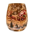 thumbnail image 3 of Qocolcyl 3D Embossed Glass Stemless Wine Cup Santa Reindeer Christmas Tree Snowflake Candle Holder, Indoor Outdoor Tabletop Festive Decor, Xmas Christmas Decorations Ornament Holiday Gift, 3 of 7