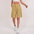 thumbnail image 7 of Bermuda Shorts for Women Knee Length Casual Wide Leg Drawstring Hiking Work Summer Cargo Shorts with Pockets, XL, 7 of 7