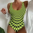 thumbnail image 1 of Bikini Mujer Traje de Baño Traje de Baño Deportivo Con Cuello En U y Estampado de Rayas Para Mujer, Con Tirantes Anchos y Moldeador de Figura, Talla Grande, 1 of 4