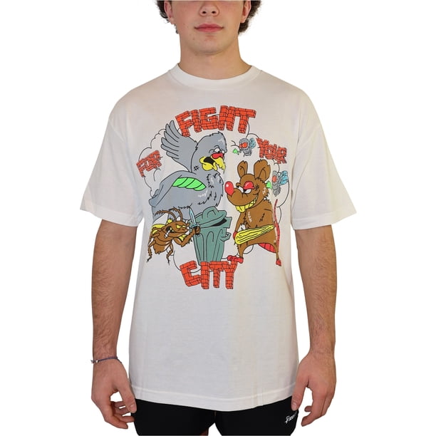 Camiseta gráfica animada Belchez Fight City para hombre color blanco extragrande