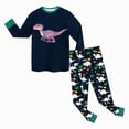 thumbnail image 5 of TOWED22 Pajamas For Kids Little Boys Pajamas Dinosaur Cotton 2 Piece Train Toddler Sleepwear Fall Winter Clothes Set 6-12 Months 12-24 Months 2t 3t 4t 5t 6t 7t 8t 9t Children,Dark Green,8-9 Y, 5 of 5