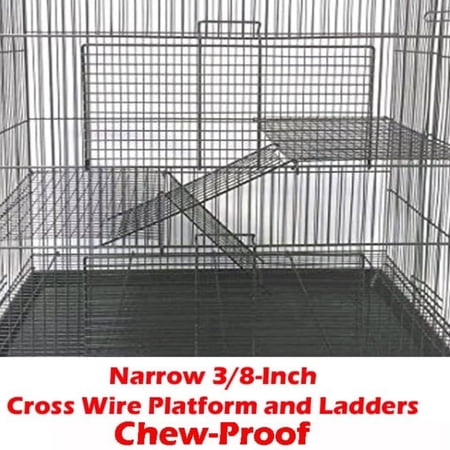 3-Levels Easy Portable Collapsible Ferret Chinchilla Sugar Glider Rats Mouse Animal Critter Chew-Proof Metal Carrier Travel Cage with Narrow 3/8-Inch Bar Spacing Easy to Setup No Tools Needed