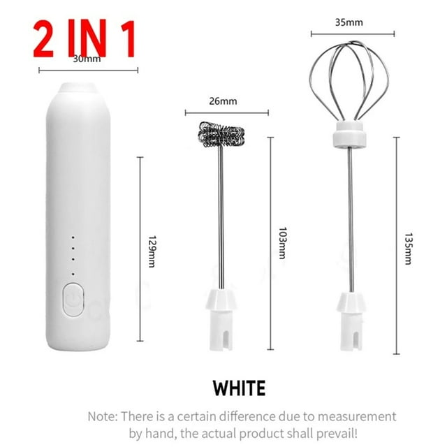 Mousseur à Lait Électrique + Batteur à Oeufs Sans Fil Charge Type‐C 3 Vitesses Mini Mousseur Portatif Fouet à Café Outils de Cuisson