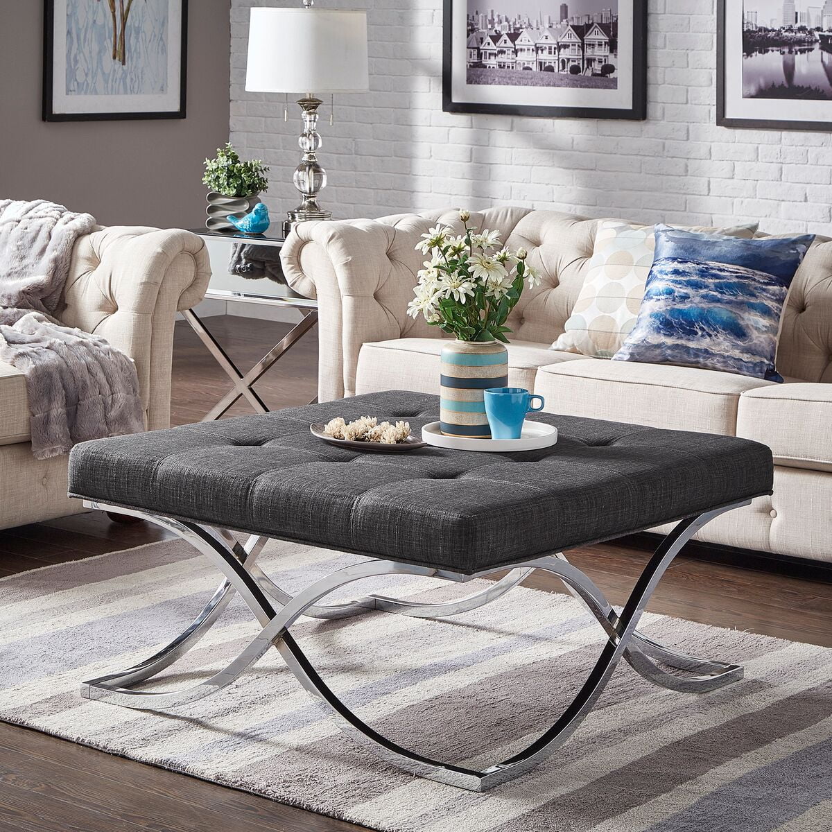 Minimalist Cushioned Coffee Table for Large Space