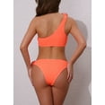 thumbnail image 3 of DARING DIVA Women's Floral One Shoulder Bikini Set Large Fluorescent Orange, 3 of 6