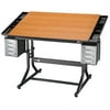 Alvin Deluxe Art Drawing and Hobby Table Black Base with Cherry Woodgrain Top