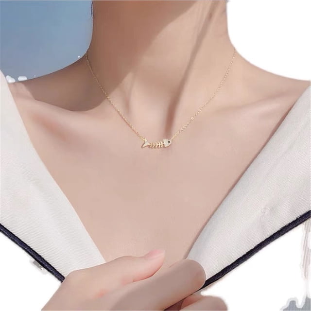 Collar con colgante de espina de pescado de moda personalizado joyería de cadena de clavícula femenina Wmkox8yii fajkfhkj5370