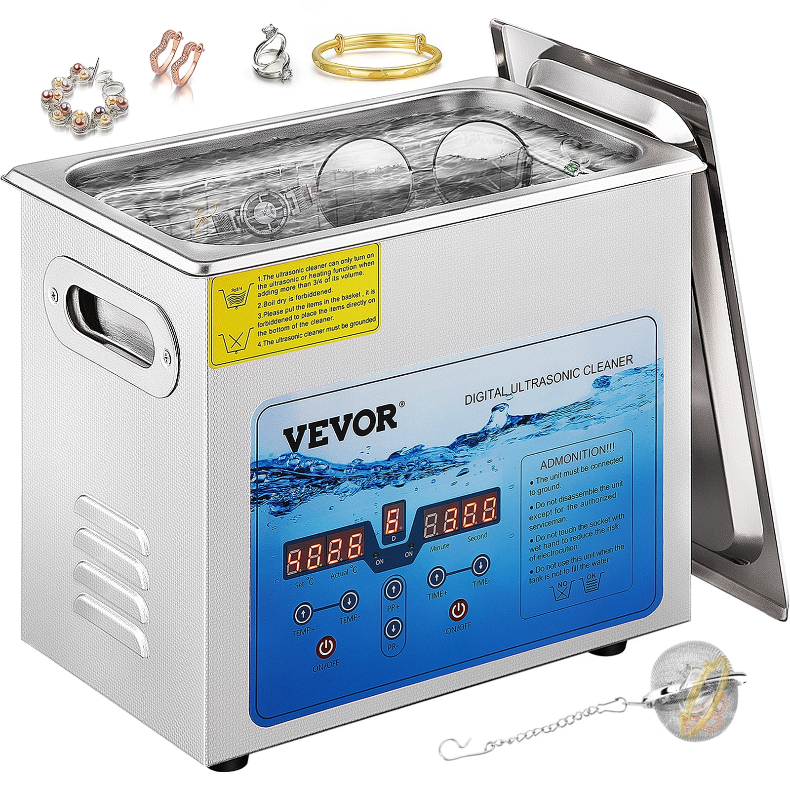 VEVOR Ultrasonic Cleaner, 36KHz40KHz Adjustable Frequency, 3L 110V