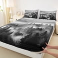 thumbnail image 3 of jejeloiu Tropical Botanical Pine Full Size Sheets,Natural Landscape Mountain Bed Sheets,Gray Black Sheet Sets For Adults,Luxury Bedroom Decor,4pcs, 3 of 7