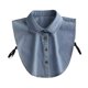 thumbnail image 3 of Falda vaquera con cuello falso y elegante blusa con media parte superior y cuello desmontable Azul claro, 3 of 9