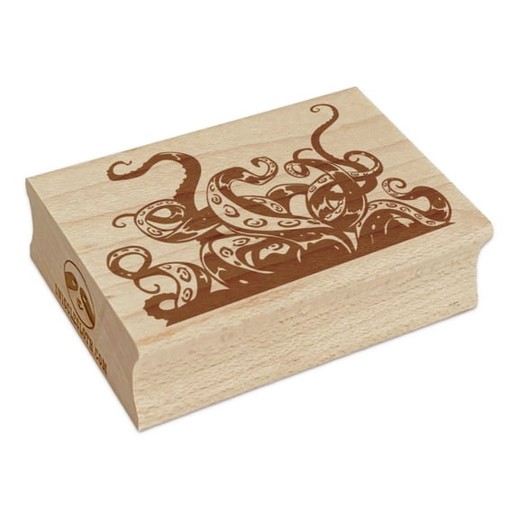 Octopus Squid Tentacles Arms Suction Cups Sea Monster Rectangle Rubber Stamp Stamping Scrapbooking Crafting - Small 1.7in