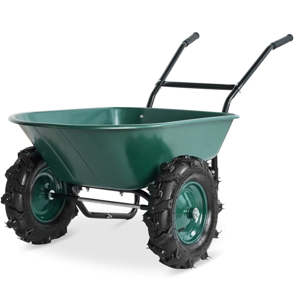 Best Choice Products 16" Performance Tires Dual-Wheel Wheelbarrow Cart, 500Lb Capacity, Extra Large Wheels - Green