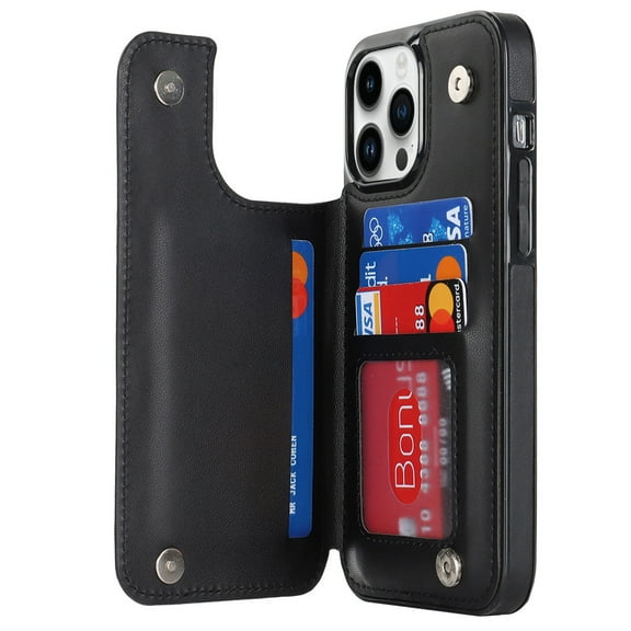 Case For IPhone 16/16 Pro/16 Plus/16 Pro Max, Leather Hand-made Cover Slot Holder RFID Blocking Wallet Case