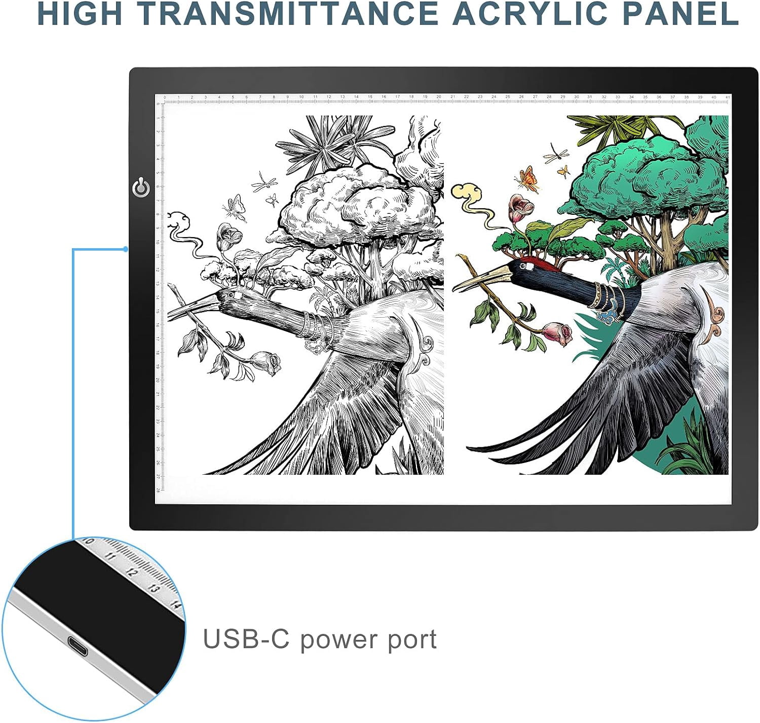 MRSXXNTY A3 LED Copy Board Light Tracing Box, Ultra-Thin Adjustable USB Power Artcraft LED Trace Light Pad for Tattoo Transferring, Drawing, Streaming, Sketching, Animation, Stenciling