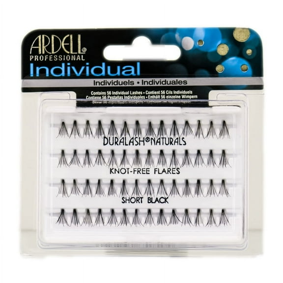Ardell Professional Individual Duralash Lashes with Sleek Comb, Knot Free Flares, Short Black #65050, 1 Pack