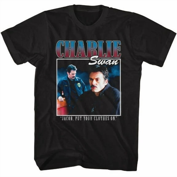 RARE Twilight Charlie 90's Design Black Adult T-Shirt,black color