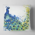 thumbnail image 2 of Designart Exotic Peacock Watercolor - Contemporary Animal Throw Pillow - 16x16, 2 of 5