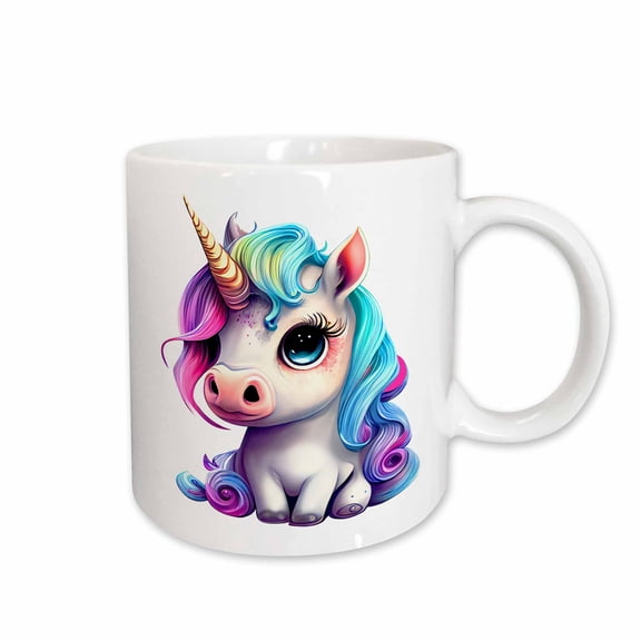 3drose, Cute Rainbow Baby Unicorn Illustration, 11oz Mug