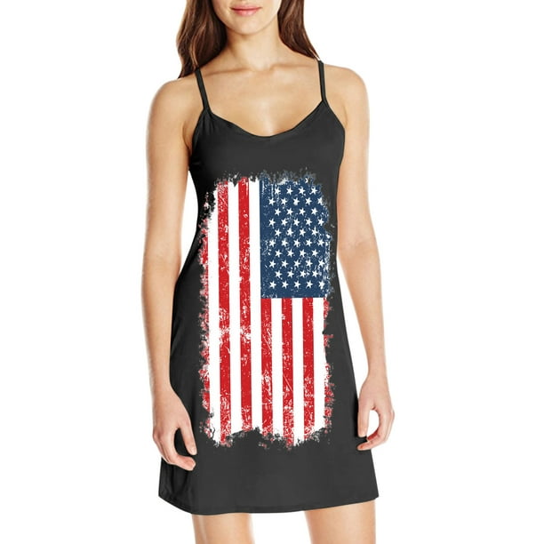 Spaghetti Strap Dresses for Women Sleeveless USA American Flag Stars ...