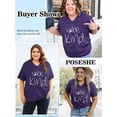 thumbnail image 5 of XCHQRTI Be Kind Womens Shirt Plus Size Graphic Tees Short Sleeve V Neck Summer Casual T Shirt, 5 of 6