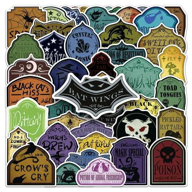 Set de pegatinas para pociones de brujas, 51 unidades, álbum de recortes impermeable