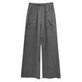 thumbnail image 5 of Cotton Linen Pants for Women Casual Elastic Waisted Wide Leg Pants Baggy Lightweight Lounge Trousers with Pockets, 5 of 5