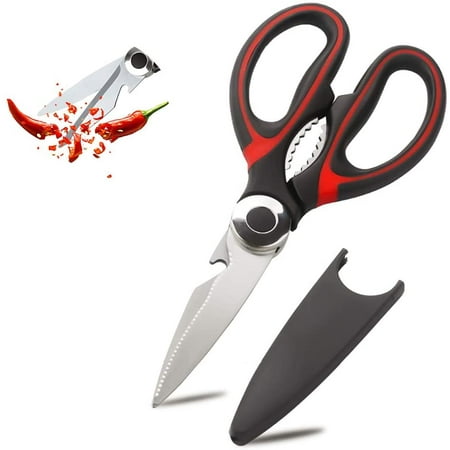 

Roofei Kitchen Shears Scissors Stainless Steel Shears Multi-function Scissors(Red-black)